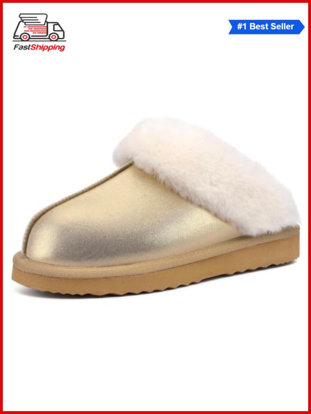 ✨ LazyStep Women's Madge Fuzzy Slippers Faux Fur Lined Memory Foam Slip On